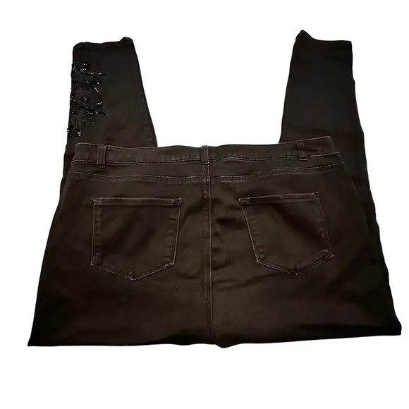 Jessica London 20W Black Jeans Sequins Stretch Ankle Cropped Plus-Size - Picture 4 of 7